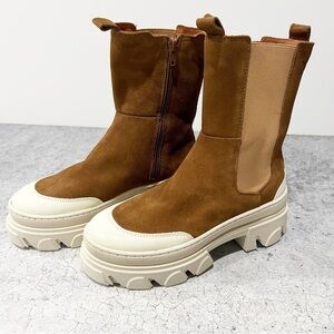 NEW Post Xchange Brown Suede Lug Zip Boots Size EU 37 US 6.5